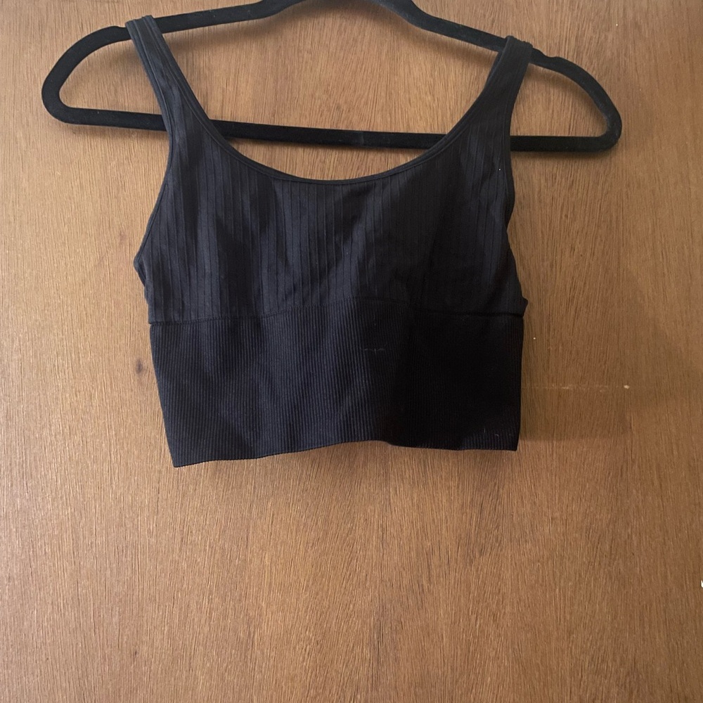 PINK Victoria's Secret Black Ribbed Crop Top